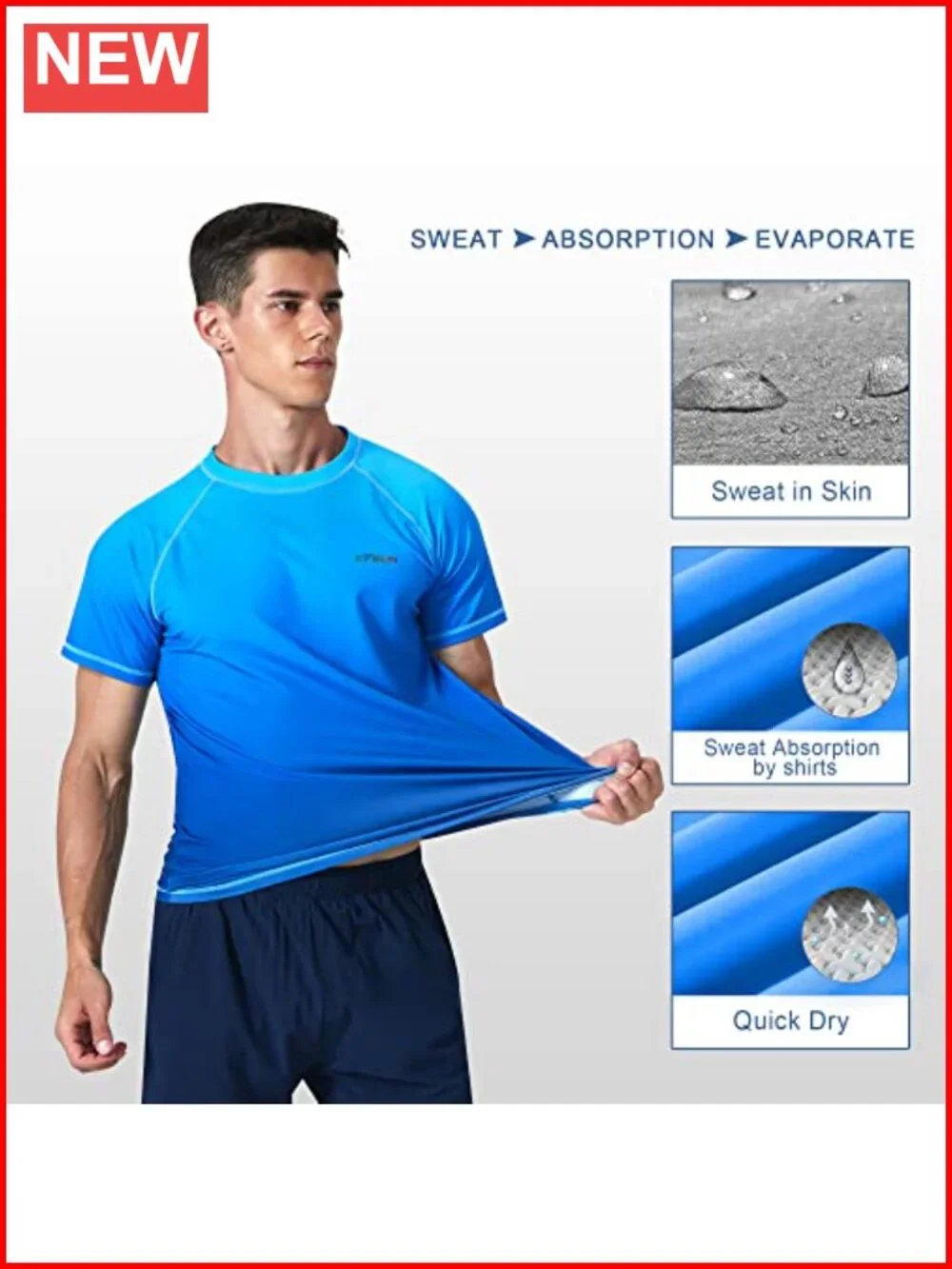 Men's UPF 50+ Rash Guard Swim Shirt Quick Dry 4-Way Stretch Shirt